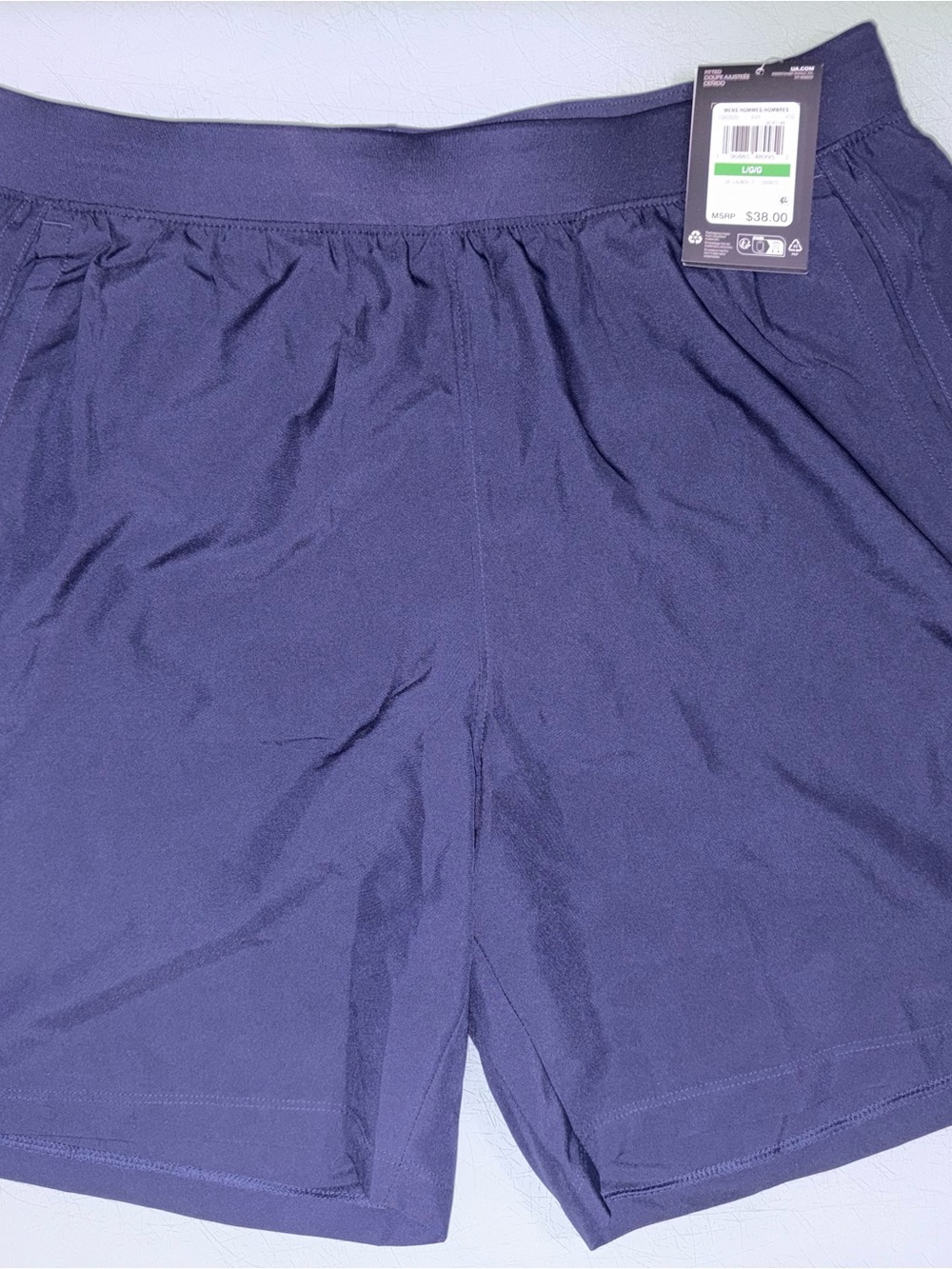 UNDER ARMOUR UA LAUNCH 7"
MENS SHORTS SZ LARGE NAVY BLUE FITTED POCKETS